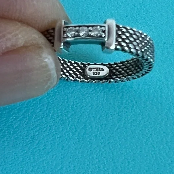 🔴Authentic VINTAGE TIFFANY & CO Diamonds Sterling Silver Somerset Mesh Ring🔴 - Picture 5 of 9